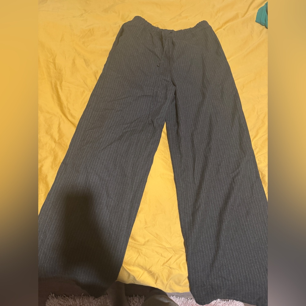 Straight Gray Pinstripe Pants